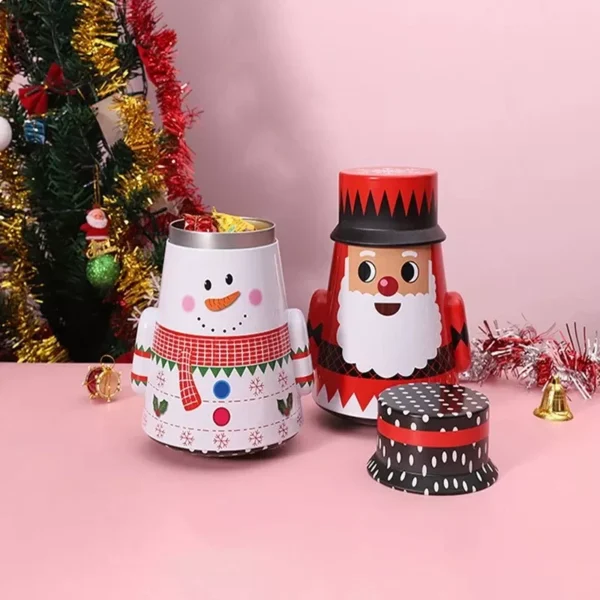 Festive Santa Claus Candy Storage Tin Box - Image 4