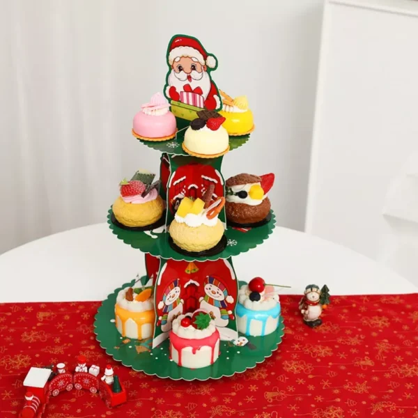 3-Tier 44CM Christmas Cupcake Stand - Image 4