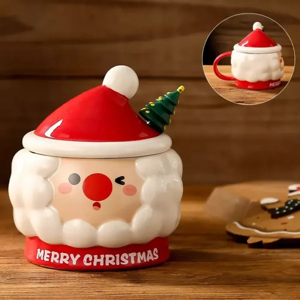 Cute Santa Claus Mug with Lid & Spoon - Perfect Holiday Gift - Image 6