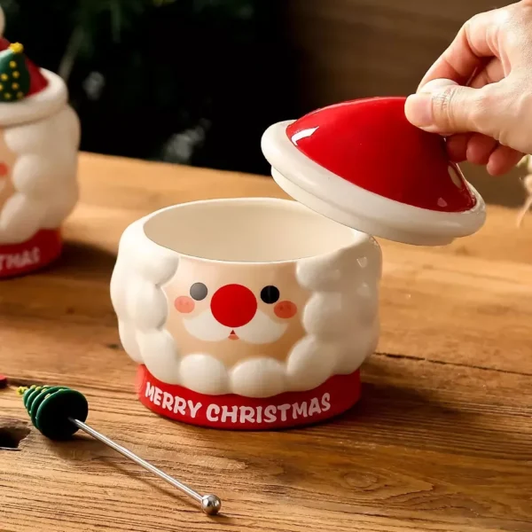 Cute Santa Claus Mug with Lid & Spoon - Perfect Holiday Gift - Image 5