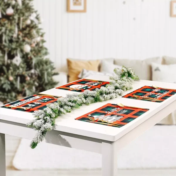 Festive Plaid Christmas Table Placemat - Image 4
