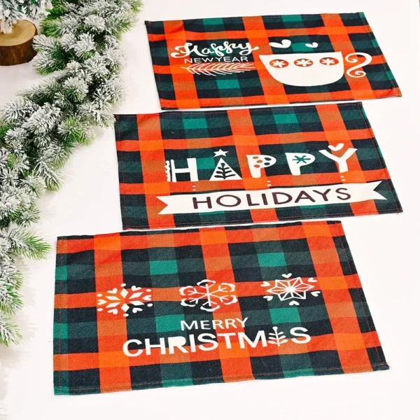 Festive Plaid Christmas Table Placemat - Image 2