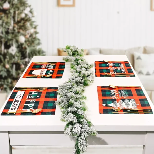 Festive Plaid Christmas Table Placemat - Image 5