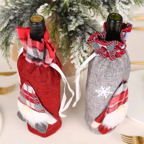 Merry Christmas Gnome Wine Bottle Cover - Image 4
