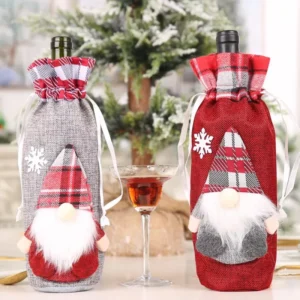 Merry Christmas Gnome Wine Bottle Cover