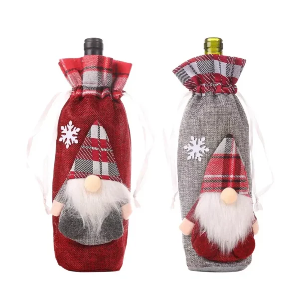Merry Christmas Gnome Wine Bottle Cover - Image 6