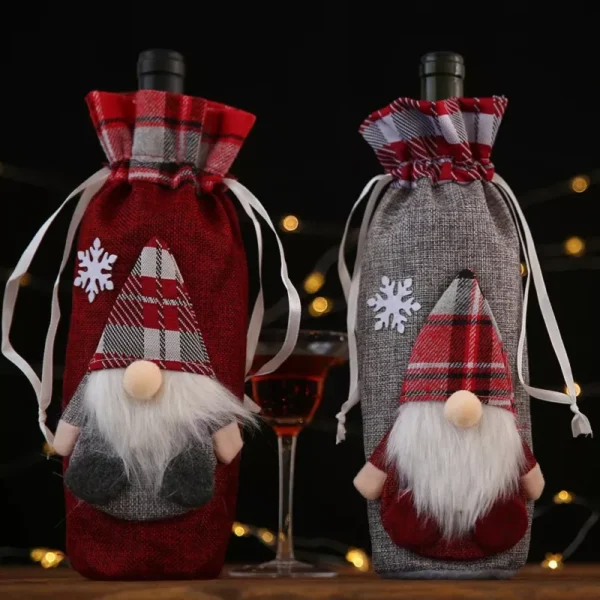Merry Christmas Gnome Wine Bottle Cover - Image 5