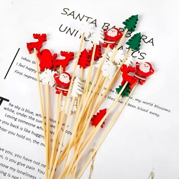 50pcs Christmas Santa Bamboo Skewers - Image 2