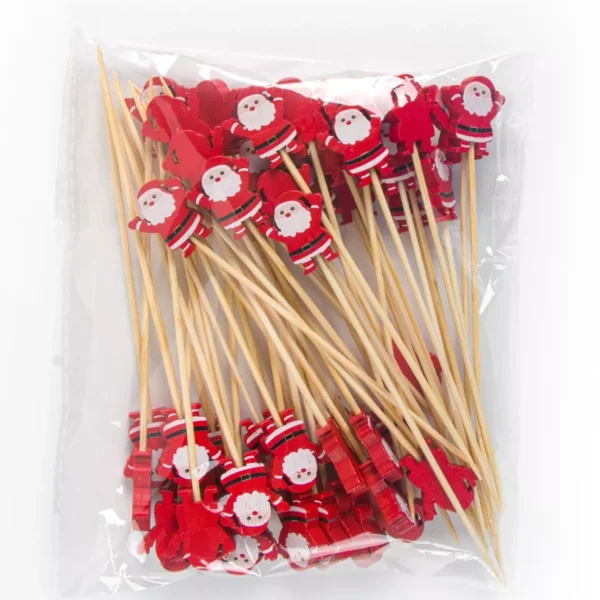50pcs Christmas Santa Bamboo Skewers - Image 3