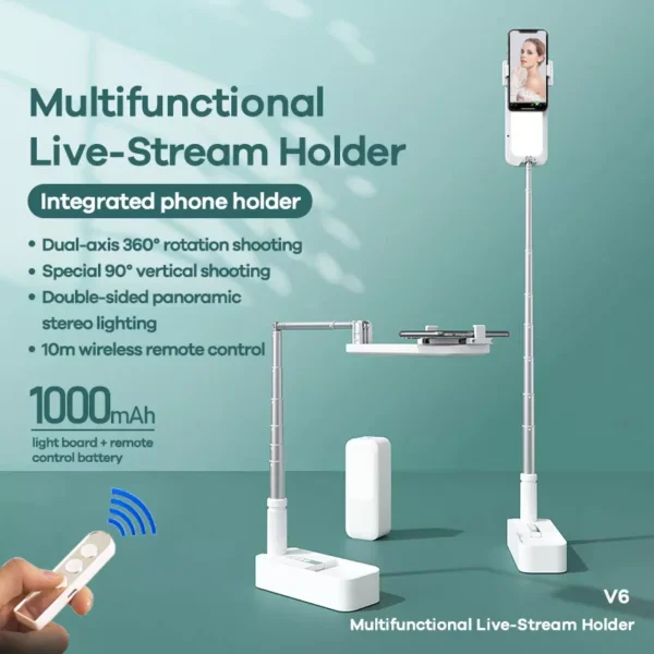 Portable Phone Holder with Bluetooth Camera and LED Fill Light - Image 2