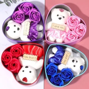 Bear Soap Rose Gift Box - Romantic Valentine's, Mother's Day & Wedding Gift Set