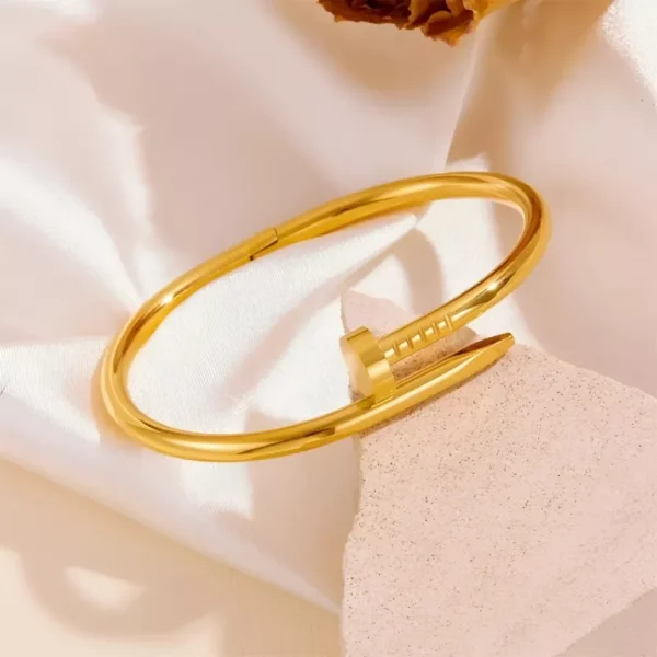 Luxury Titanium Steel Geometric Crystal Cuff Bracelet for Women - Image 3