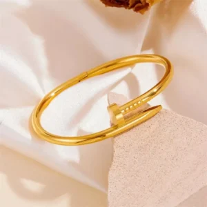 Luxury Titanium Steel Geometric Crystal Cuff Bracelet for Women