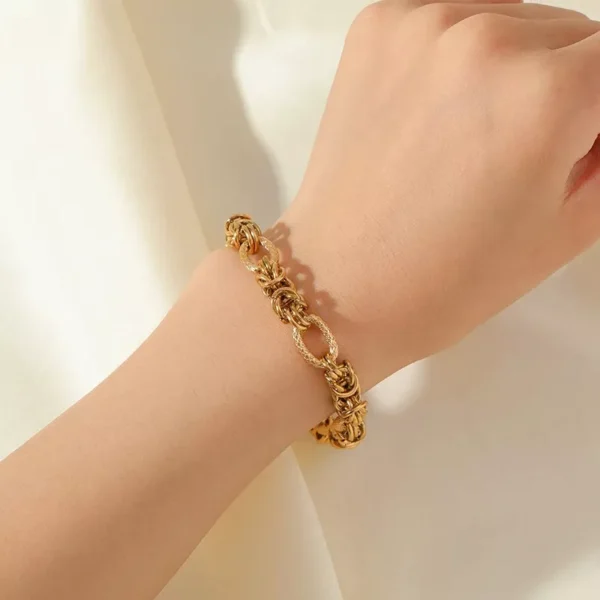 18K Gold Plated Stainless Steel Twisted Bangle Bracelet - Image 3