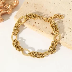 18K Gold Plated Stainless Steel Twisted Bangle Bracelet