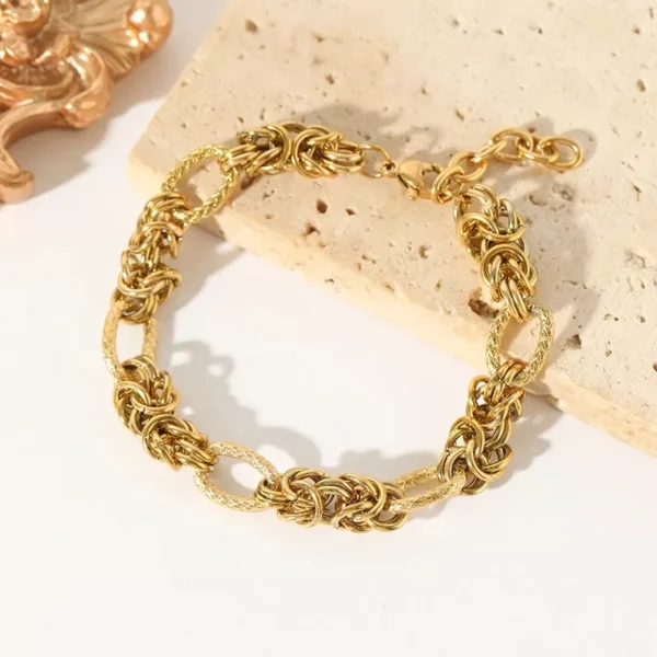 18K Gold Plated Stainless Steel Twisted Bangle Bracelet
