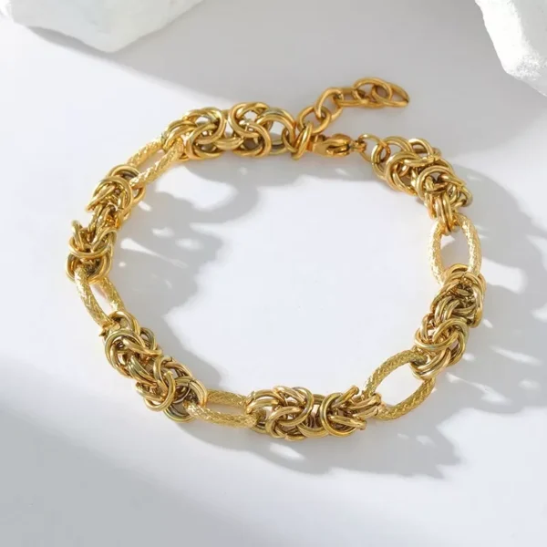 18K Gold Plated Stainless Steel Twisted Bangle Bracelet - Image 5