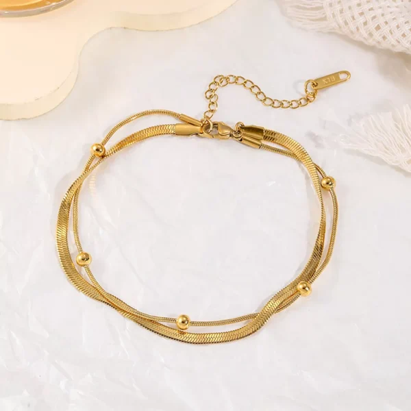 Double-Layer Gold Stainless Steel Anklet - Image 4