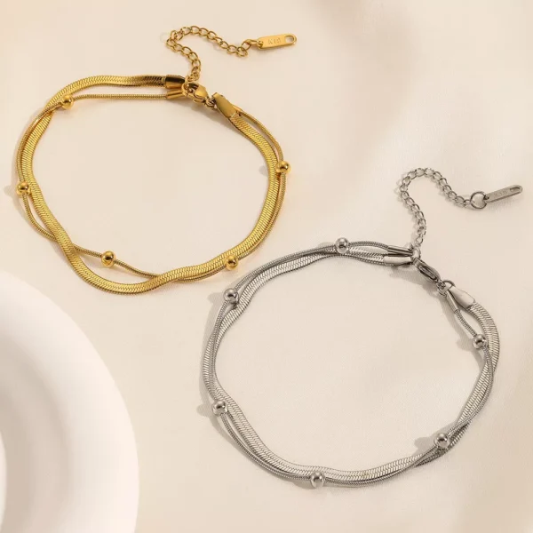 Double-Layer Gold Stainless Steel Anklet - Image 2