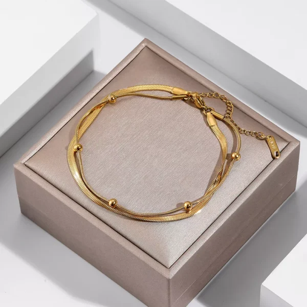 Double-Layer Gold Stainless Steel Anklet - Image 3