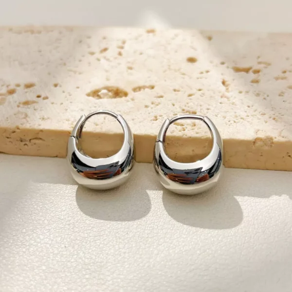 Stainless Steel Star Zircon Hoop Earrings - Image 5