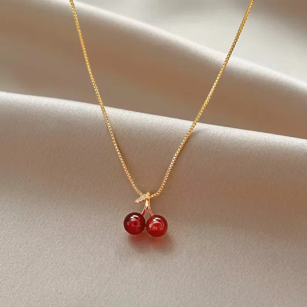 Stainless Steel Cherry Pendant Necklace - Image 4