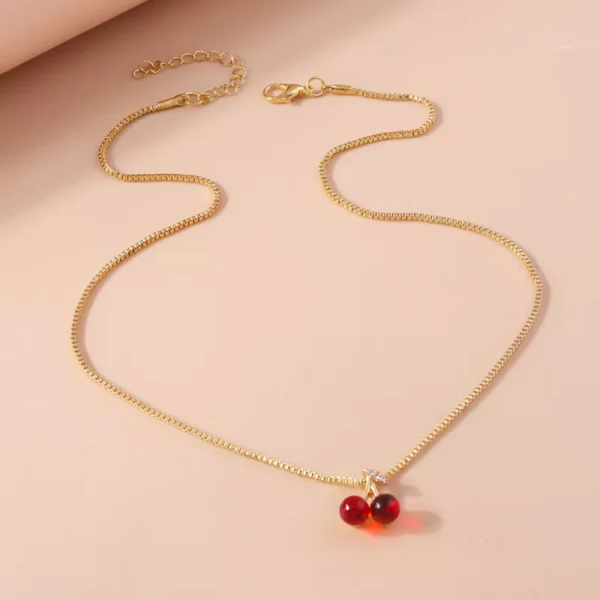 Stainless Steel Cherry Pendant Necklace - Image 3