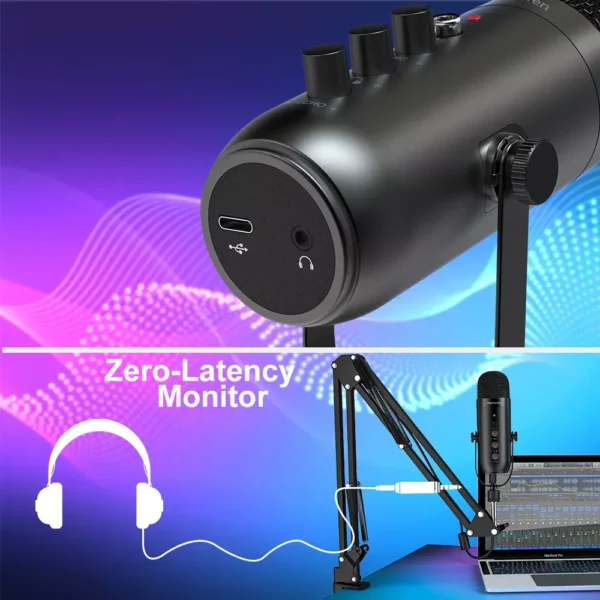 Professional USB Streaming Podcast Microphone Kit with Boom Arm - Image 3