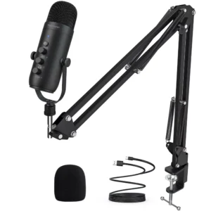 Professional USB Streaming Podcast Microphone Kit with Boom Arm