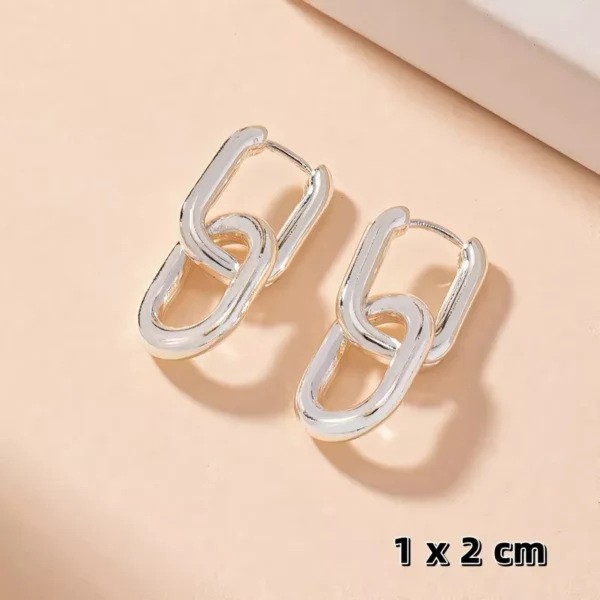 Geometric Gold Stainless Steel Hoop Earrings - Image 3