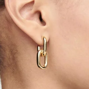 Geometric Gold Stainless Steel Hoop Earrings