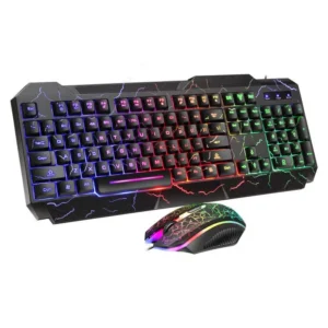 Ergonomic Rainbow Glow Gaming Keyboard and Mouse Set with Backlit Keys
