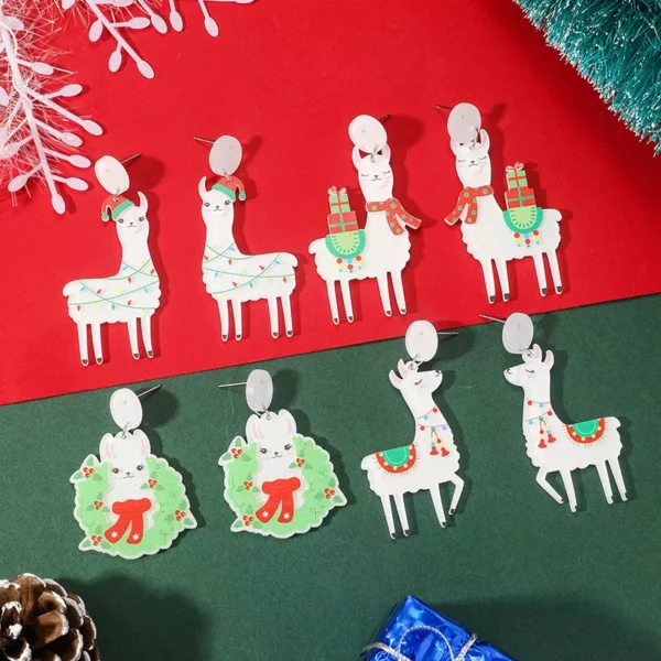 Trendy Acrylic Christmas Earrings for Women with Festive Pendants - Image 5