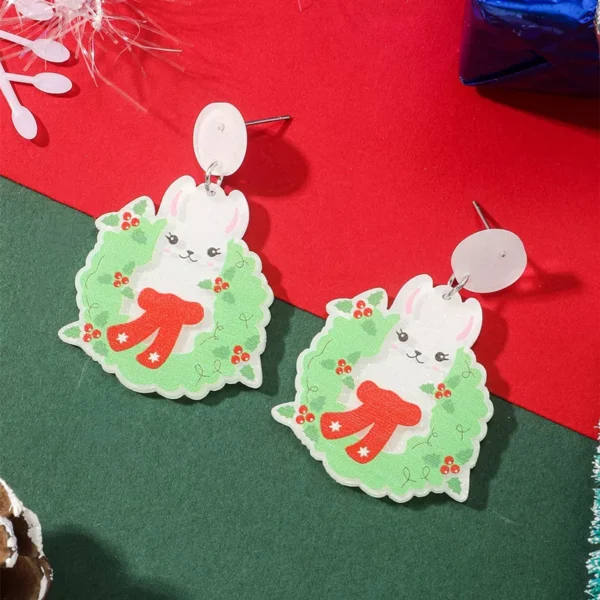 Trendy Acrylic Christmas Earrings for Women with Festive Pendants - Image 6