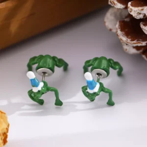 Christmas Frog Earrings with Santa Hat