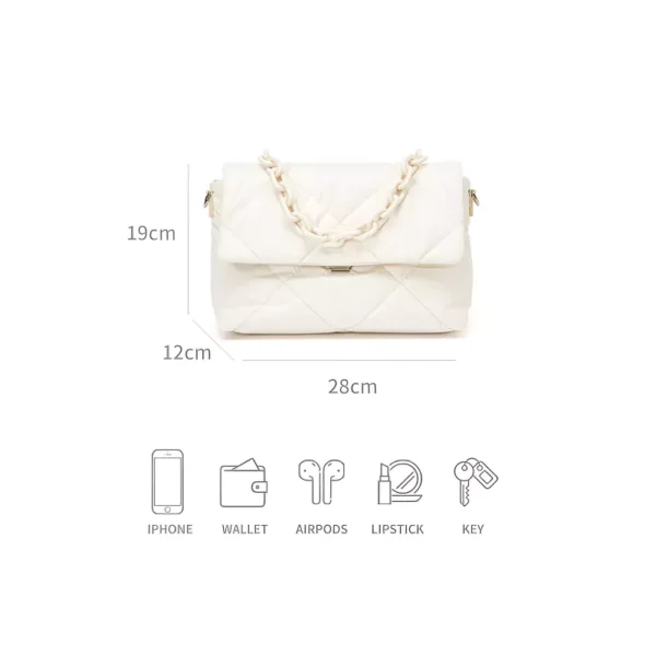Elegant Feather Down Leather Shoulder Bag with Chain Strap - Image 6