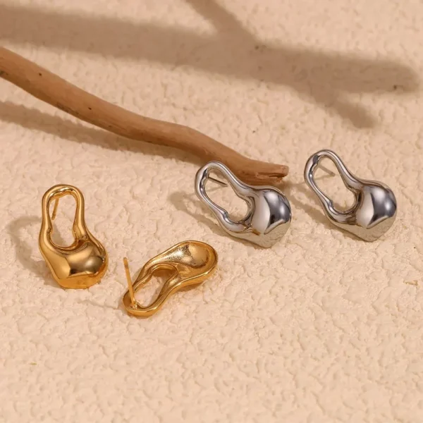 Irregular Water Droplet Stud Earrings - Image 4