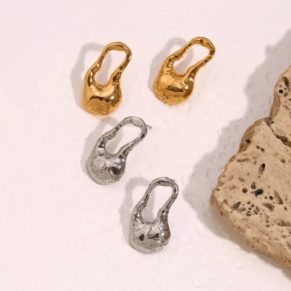 Irregular Water Droplet Stud Earrings - Image 7