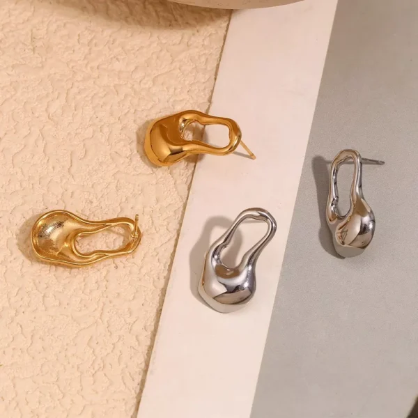 Irregular Water Droplet Stud Earrings - Image 5