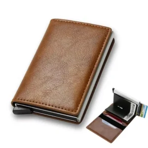 Vintage Brown Leather RFID Card Holder Wallet