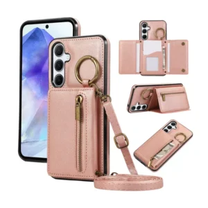 Crossbody Wallet Leather Case with Card Slots for Samsung Galaxy