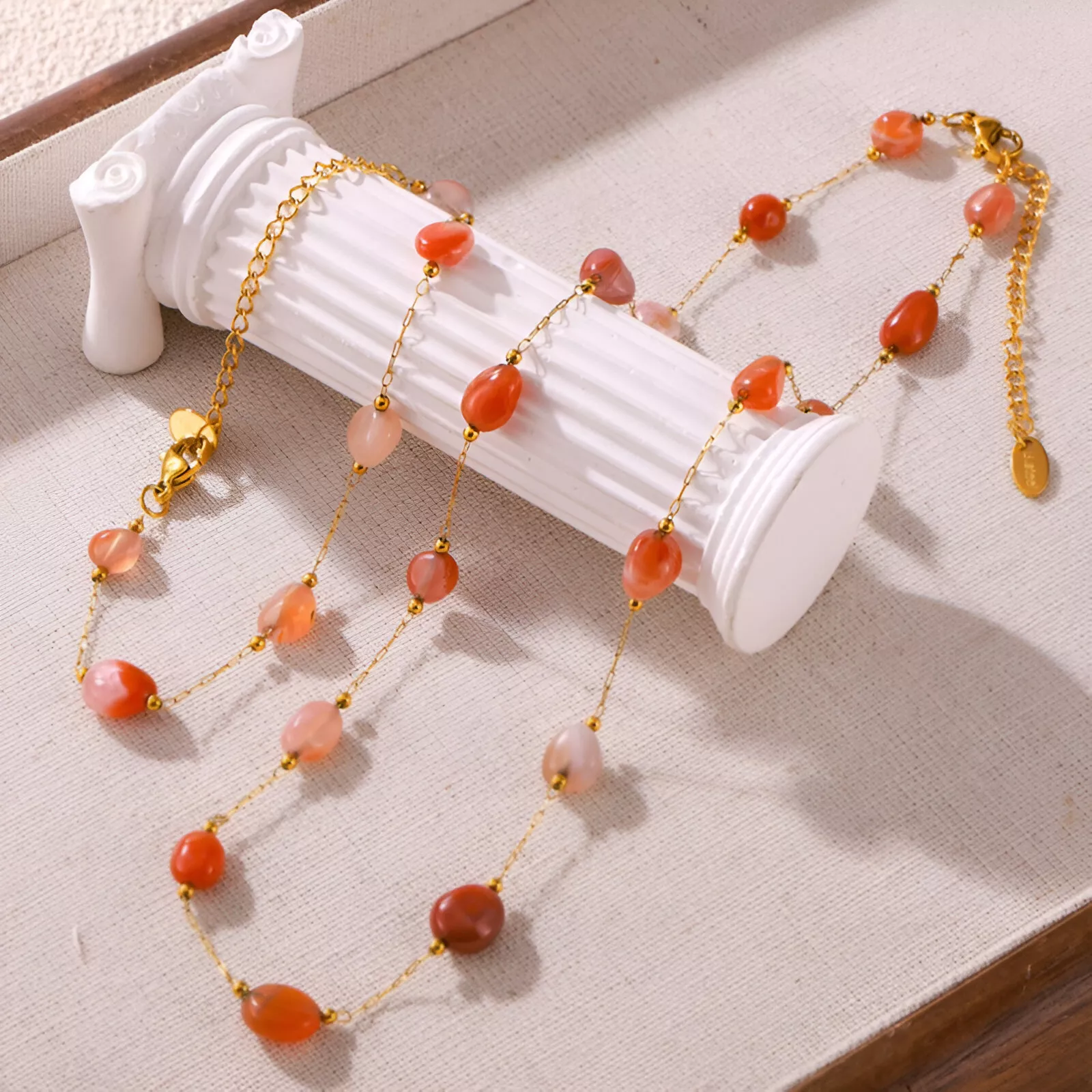 Luxury Natural Agate Stone Bead Necklace and Bracelet Set - Image 5