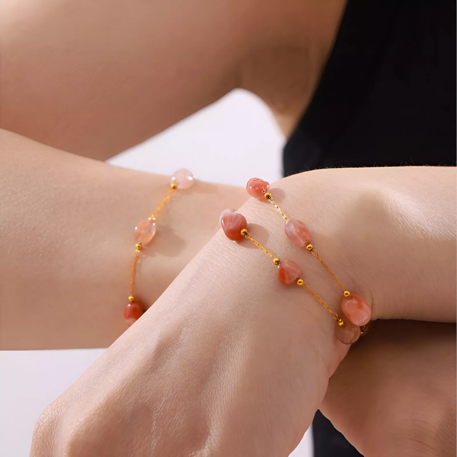 Luxury Natural Agate Stone Bead Necklace and Bracelet Set - Image 2