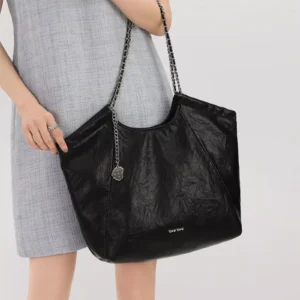 Large Capacity Pleated Tote Bag - High-End Fashion Shoulder Bag for Women