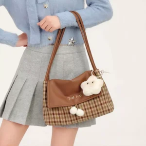 Woolen Plaid Tote Bag