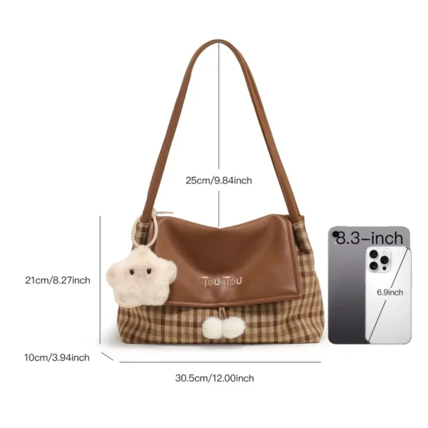 Woolen Plaid Tote Bag - Image 4