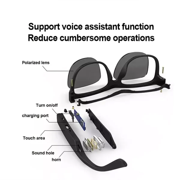 Multi-Function Bluetooth Headphones Sunglasses for Sports & Outdoor Activities - Image 3