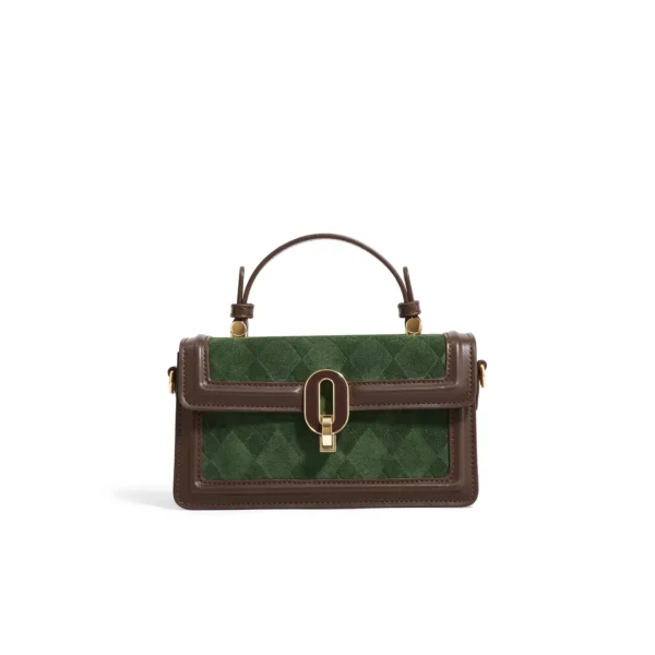 Retro Green Diamond Grid Small Square Bag - Image 4