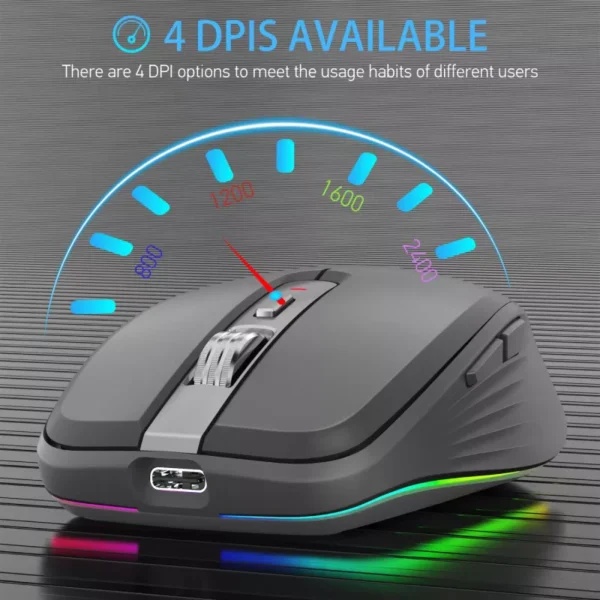 2.4G Dual Mode Wireless RGB Backlit Ergonomic Mouse - Image 6