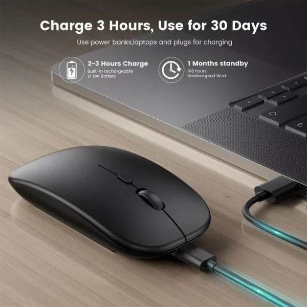 Rechargeable Wireless Bluetooth Mouse with Ergonomic Silent Design - Image 3